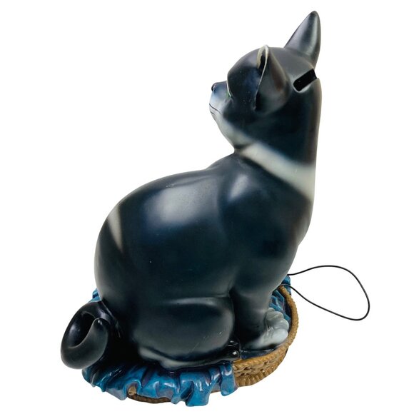 Vintage Ceramic Black Cat Coin Bank & Message Board 9" Tall Figurine Unique - Picture 7 of 11